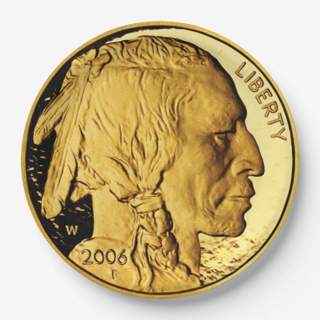 Indian Head Gold Coin Paper Plate (Front)
