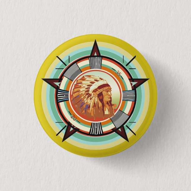 Indian Head Test Pattern 1 Inch Round Button (Front)
