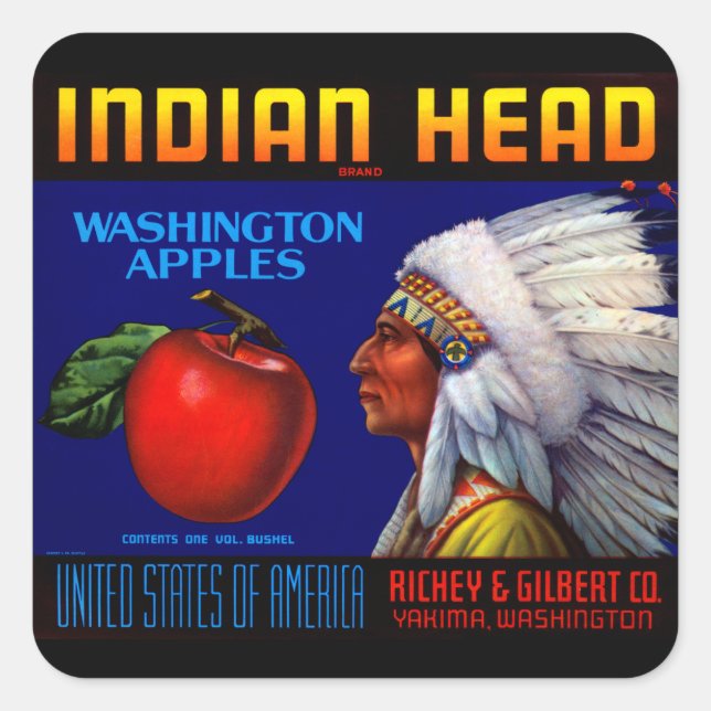 Indian Head Washington Apples Square Sticker (Front)