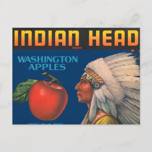 Indian Head Washington Apples Vintage Ad Postcard (Front)