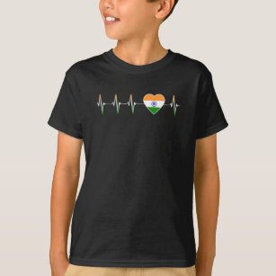 Indian Heartbeat I Love India Flag Heart Country T-Shirt