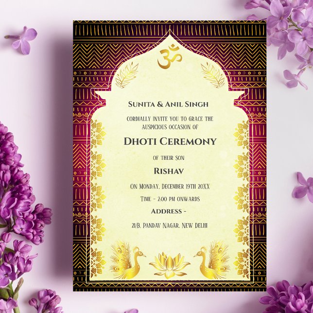 Indian Hindu Boy Dhoti Ceremony Pancha Kattu Invit Invitation (Creator Uploaded)