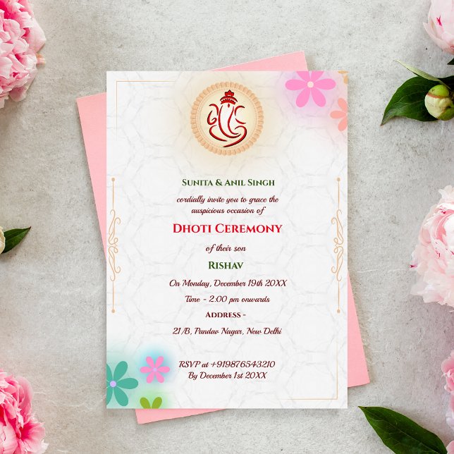 Indian Hindu Boy Dhoti Ceremony Pancha Kattu Invitation (Creator Uploaded)