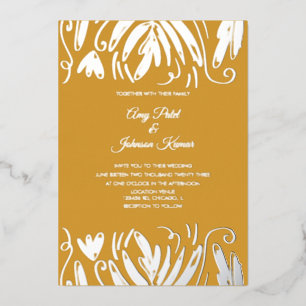 Indian Hindu Drawn Swirls Floral Wedding Pressed 