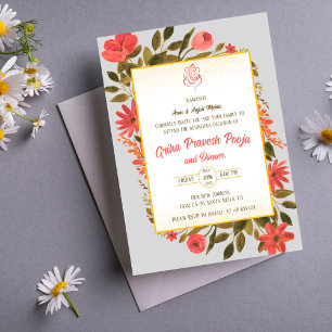 Indian Hindu Housewarming Griha Pravesh Invitation