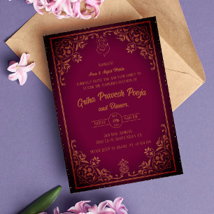 Indian Hindu Housewarming Griha Pravesh Invitation