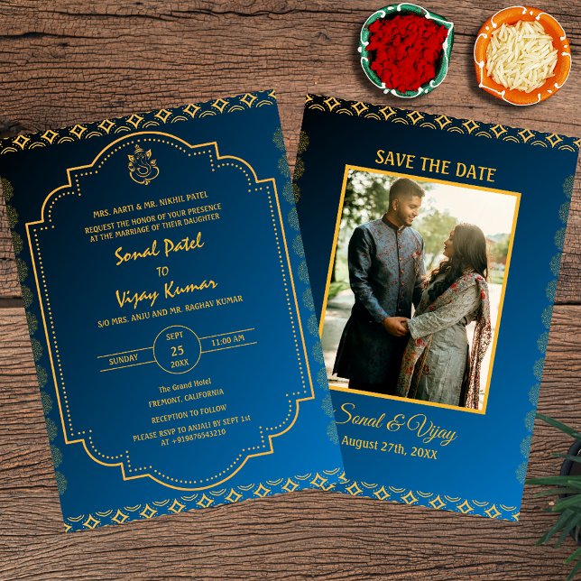 Indian Hindu Wedding Custom Photo Ganesha Logo Invitation (Creator Uploaded)