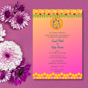 Indian Hindu Wedding Ganesha Floral Invitation