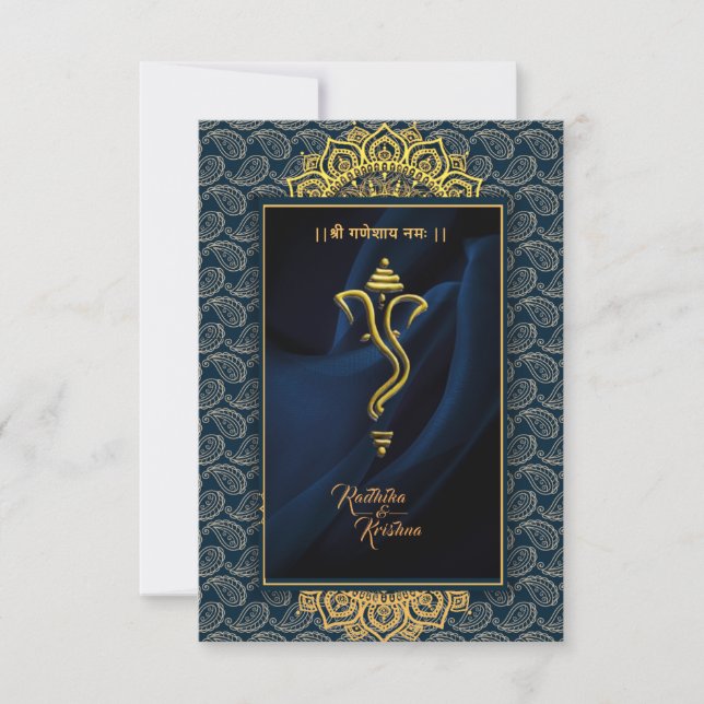 Indian hindu wedding Ganesha invitation (Front)