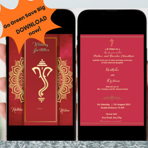 Indian hindu wedding Ganesha invitation