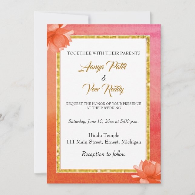 Indian Hindu Wedding Invitation (Front)