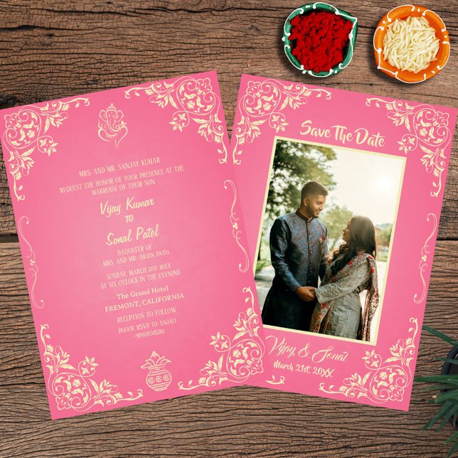 Indian Hindu Wedding Invitation with Custom Image (Créateur téléchargé)