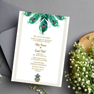Indian Hindu Wedding Peacock Feather Invitation