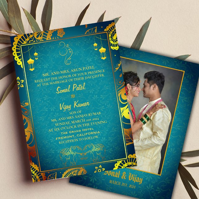 Indian Hindu Wedding with Couple Image & Ganesha  Invitation (Creator Uploaded)