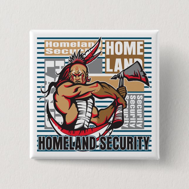 Indian Homeland Security 2 Inch Square Button (Front)