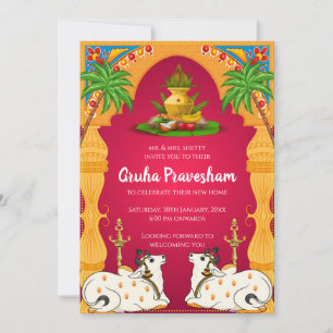 Indian Housewarming invitation Gruhapravesham