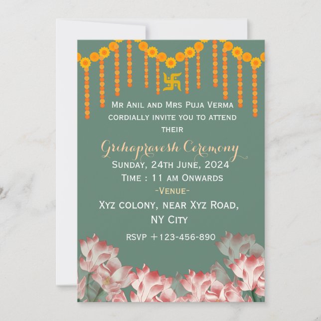 Indian Housewarming Invitations  (Devant)