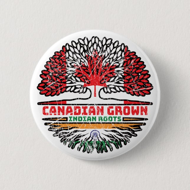 Indian India Canadian Canada Tree Roots Flag 2 Inch Round Button (Front)