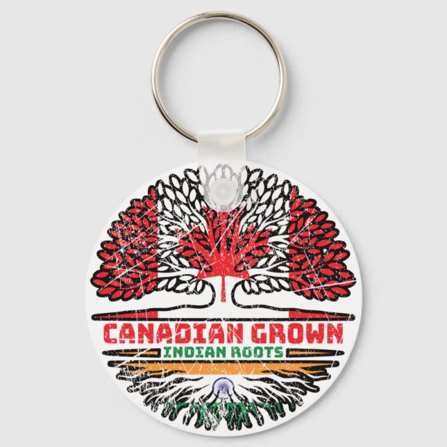 Indian India Canadian Canada Tree Roots Flag Keychain (Front)