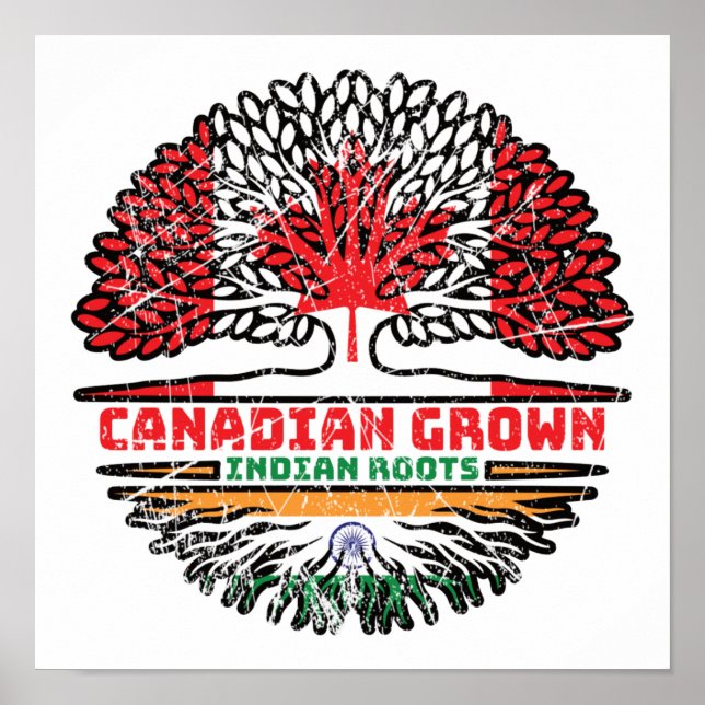 Indian India Canadian Canada Tree Roots Flag Poster (Front)