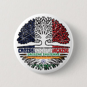 Indian India French France Tree Roots Flag 2 Inch Round Button