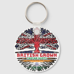 Indian India Uk United Kingdom British Tree Roots Keychain