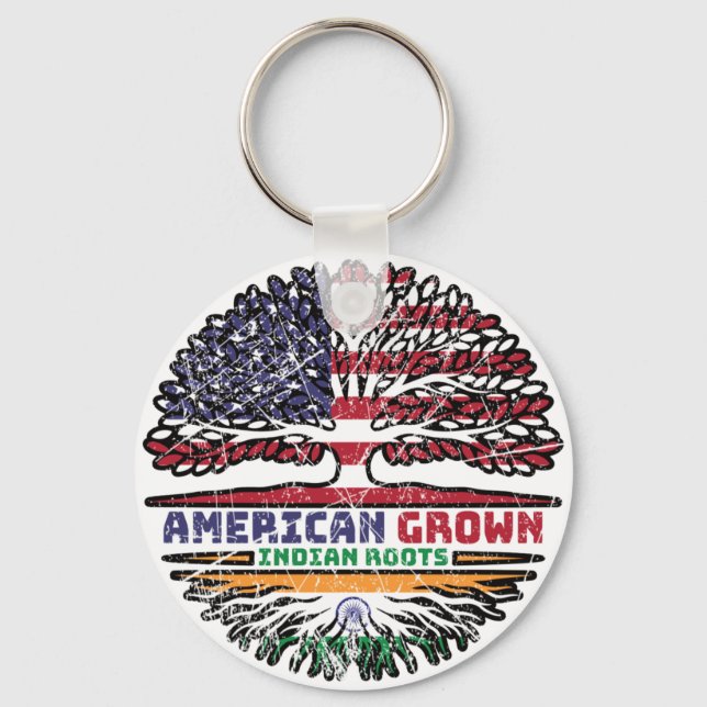 Indian India US American USA United States Tree Keychain (Front)