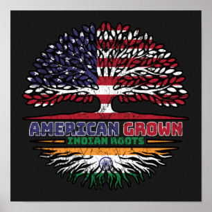 Indian India US American USA United States Tree Poster