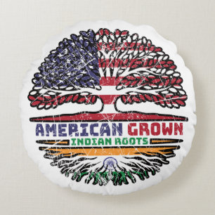 Indian India US American USA United States Tree Round Pillow