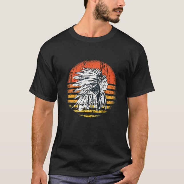 Indian Indian Chief Indian Head Retro T-Shirt (Front)