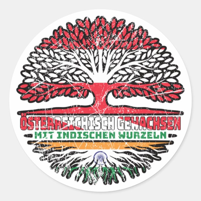 Indian Indisch Österreichisch Österreich Baum Classic Round Sticker (Front)