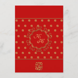 Indian Influenced Wedding Reception in Red & Gold Invitation