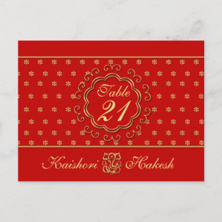Indian Inspired Wedding Table Number Postcard