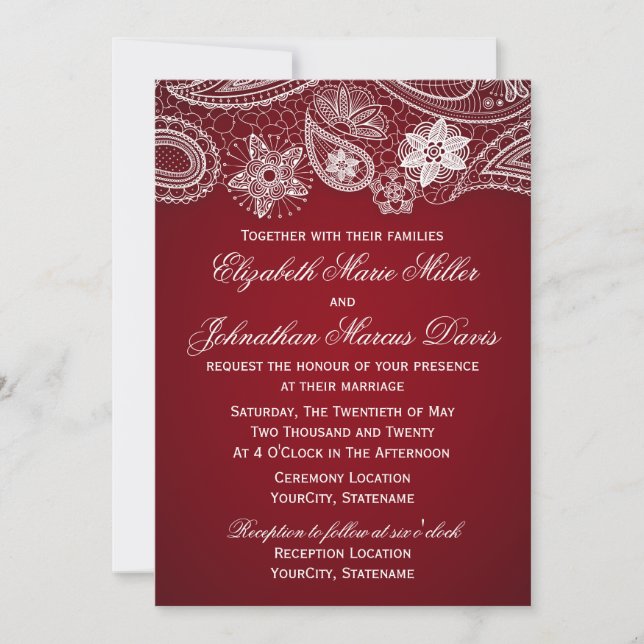 Indian Invitation, choose your colour! Invitation (Front)