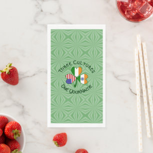 Indian Ireland USA Shamrock Personalized Text Napkin
