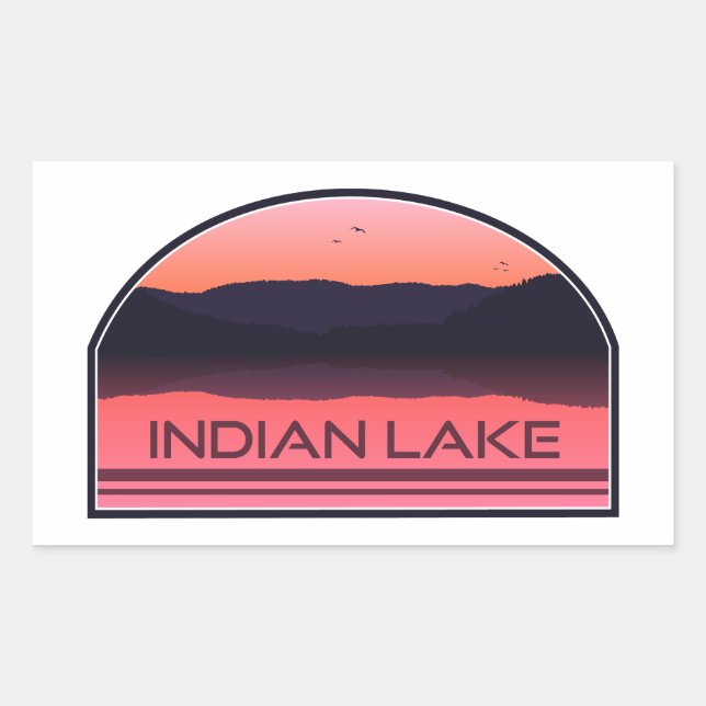 Indian Lake New York Red Sunrise Sticker (Front)