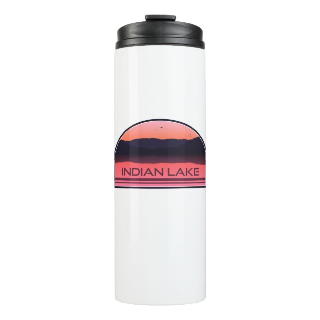 Indian Lake New York Red Sunrise Thermal Tumbler (Front)