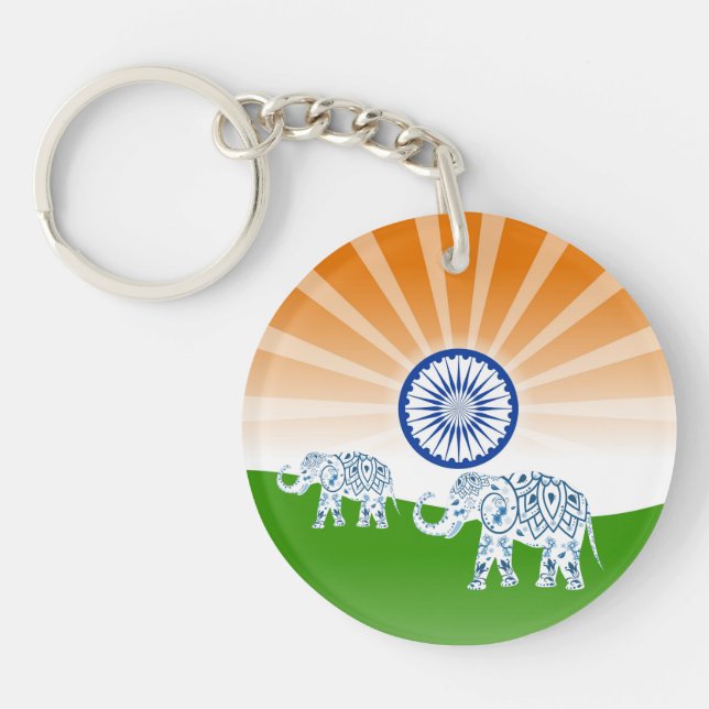 Indian "landscape" flag keychain (Front)