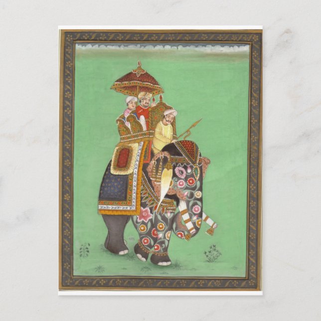 INDIAN MAHARAJAH ON DECORATED ROYAL ELEPHANT POSTCARD (Front)