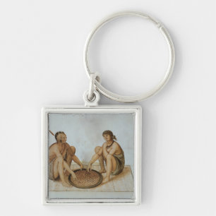Indian Man and Woman Eating Keychain