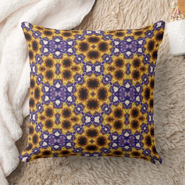 Indian Mandala Geometric Art Deco Seamless Pattern Throw Pillow (Blanket)