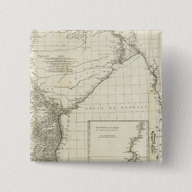 Indian Map 2 Inch Square Button (Front)