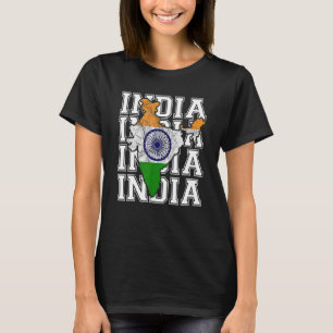Indian Map and Flag Souvenir Distressed India For  T-Shirt