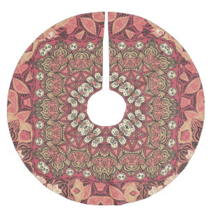 Indian medallion, boho ethnic ornament brushed polyester tree skirt