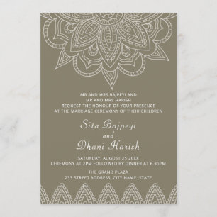 Indian Mehndi Hindu Elegant Stylish Green Wedding Invitation