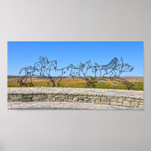 Indian Memorial Sculpture, Little Bighorn, Montana Poster