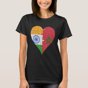 Indian Moroccan Flag Heart T-Shirt