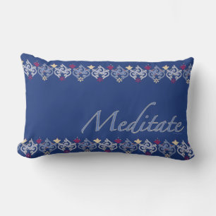 Indian Motif Meditate Lavender & Gold Navy  Lumbar Pillow