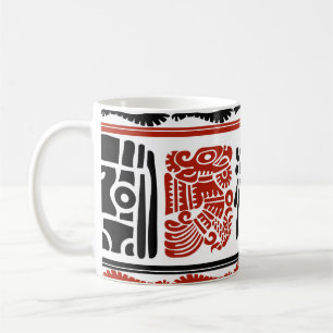 Indian motifs, black red, seamless pattern. coffee mug
