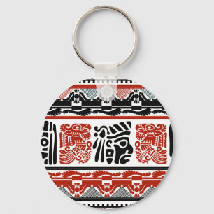 Indian motifs, black red, seamless pattern. keychain